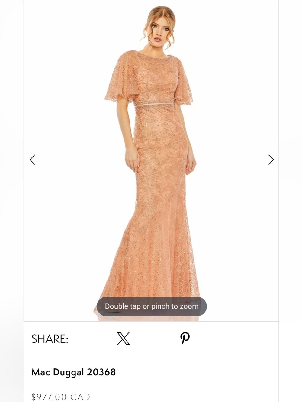 Mac Duggal New Size 10 Peach Gold Sequin Lace Evening Dress